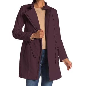 Kenneth Cole Rum Raisin Belted Soft Shell Rain Jacket